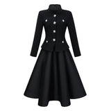 Lorelei Black High Neck Tweed Midi Dress