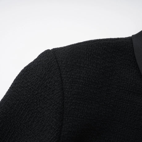 Winter Midi Dress Black High Neck Tweed