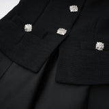 Lorelei Black High Neck Tweed Midi Dress