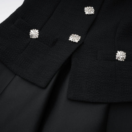 Lorelei Black High Neck Tweed Midi Dress