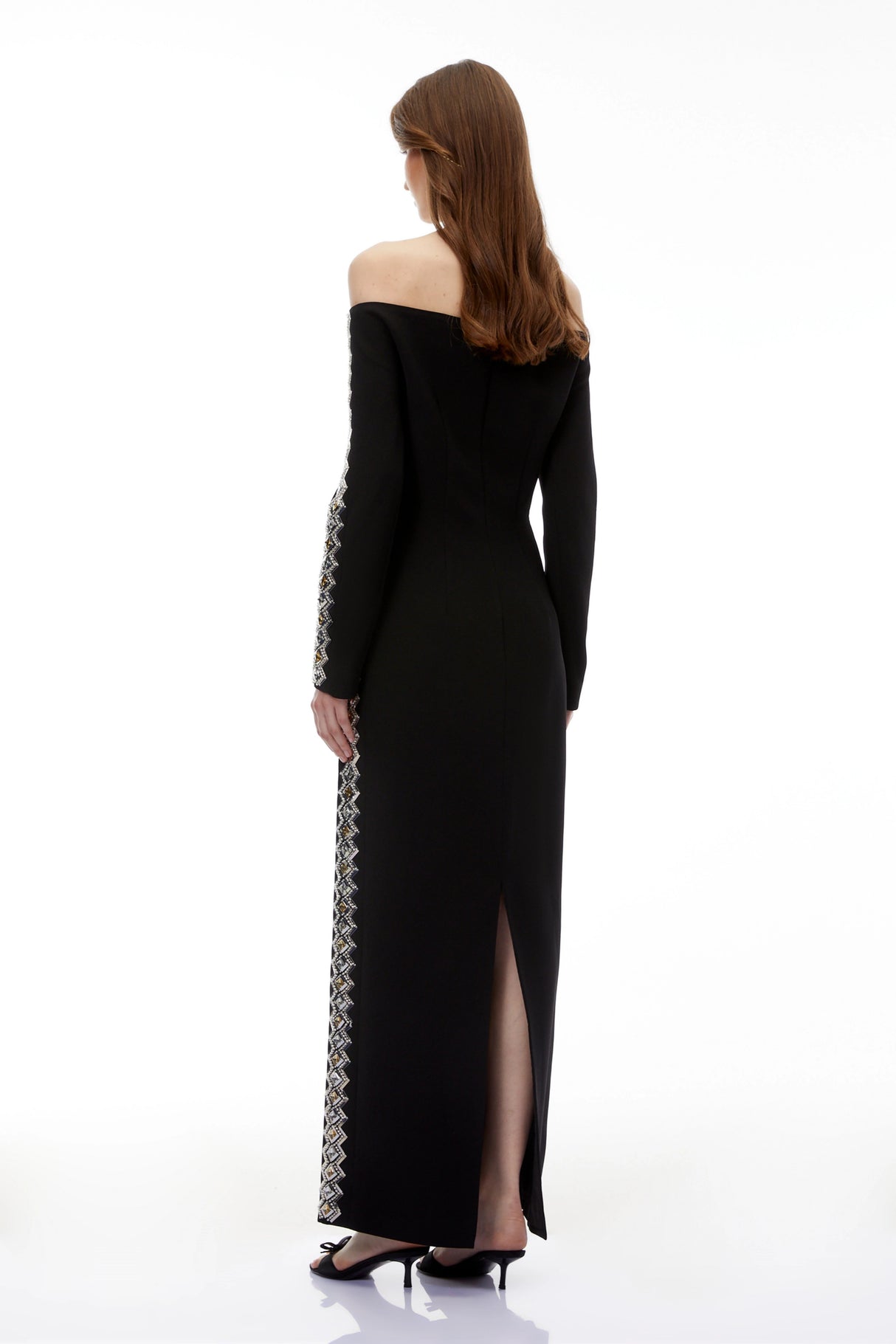 Lorelei Black Off Shoulder Embellished Maxi Dress