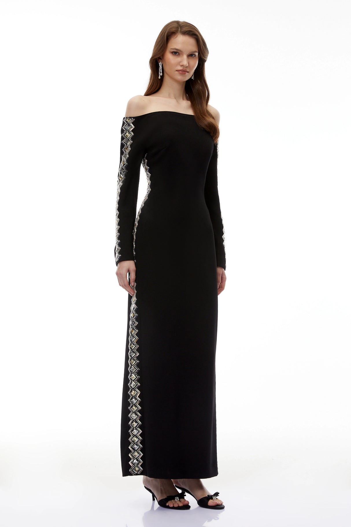 Lorelei Black Off Shoulder Embellished Maxi Dress