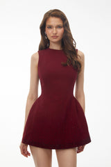 Lottie Burgundy Sparkle Rhinestone Mini Dress