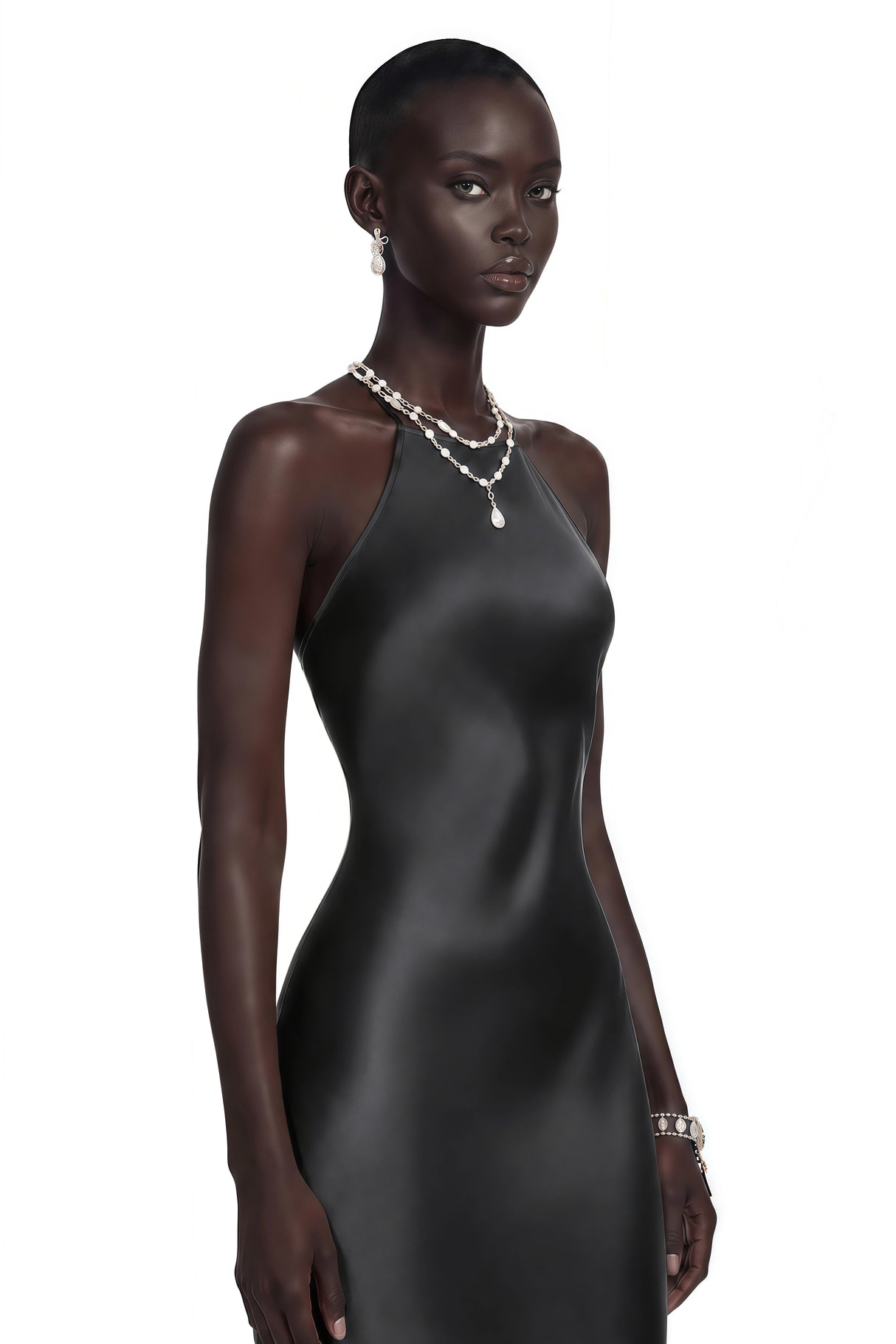 Loviatar Black Backless Satin Maxi Dress