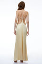 Loviatar Gold Backless Satin Maxi Dress