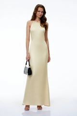 Loviatar Gold Backless Satin Maxi Dress