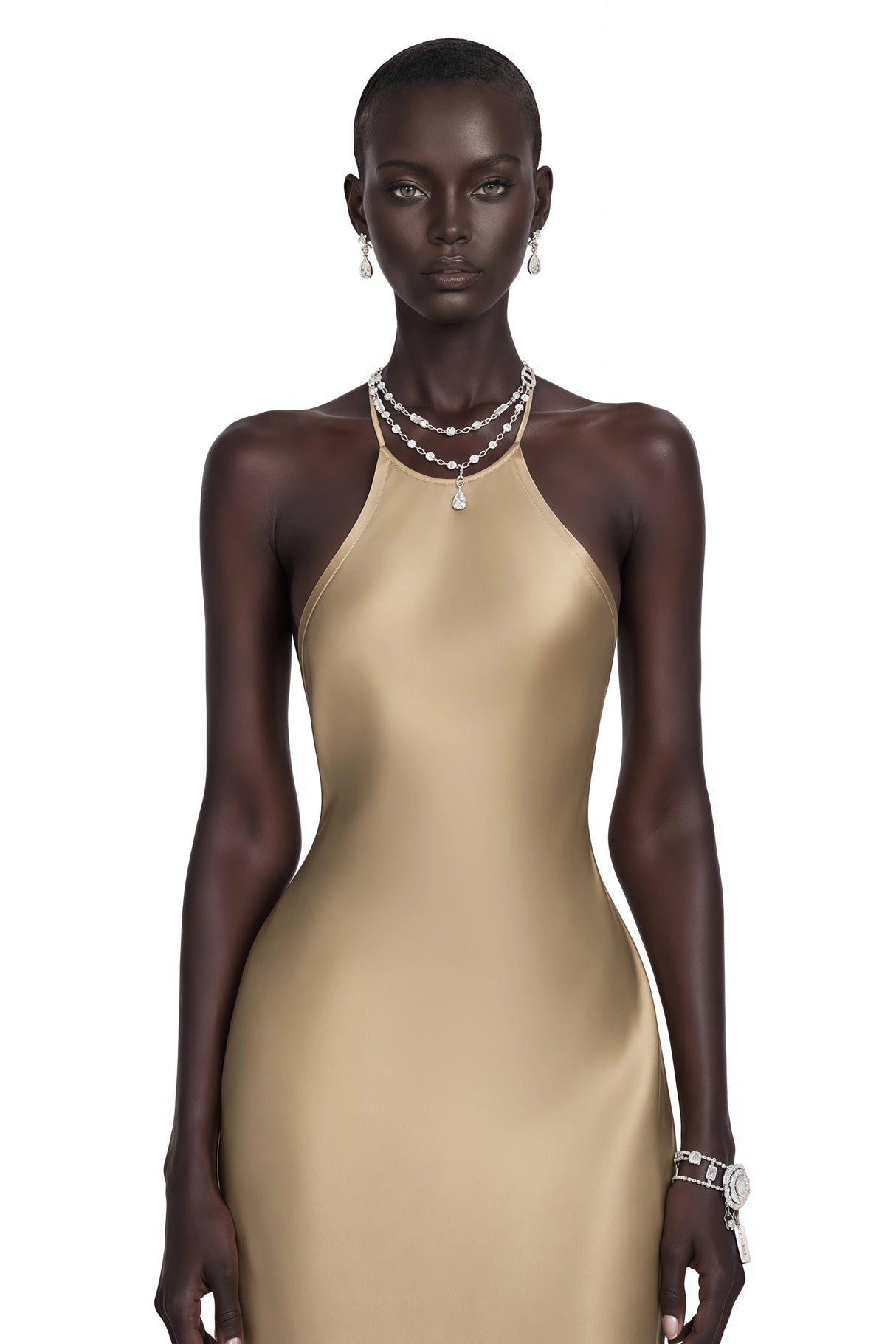 Loviatar Gold Backless Satin Maxi Dress