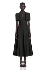 Lovisa Black Shawl Detail Shirred Midi Dress