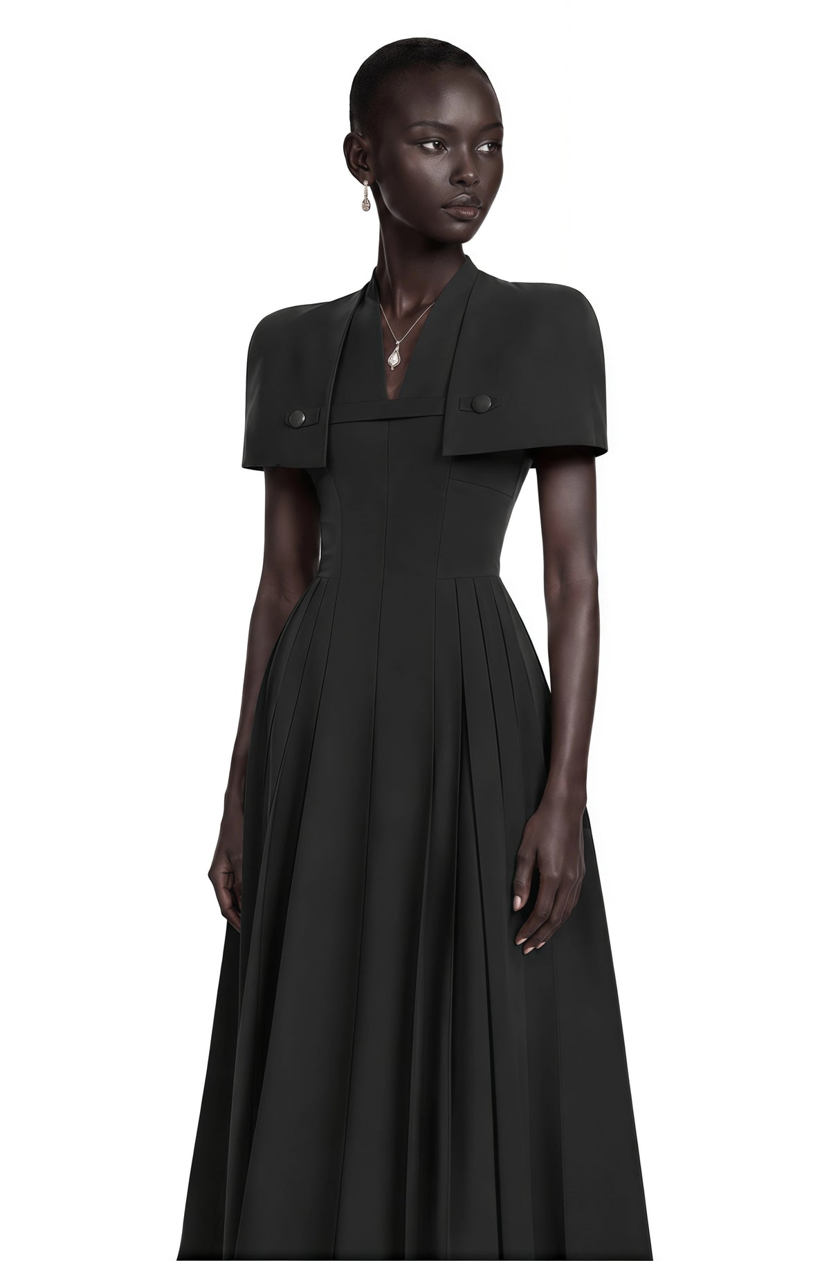 Lovisa Black Shawl Detail Shirred Midi Dress