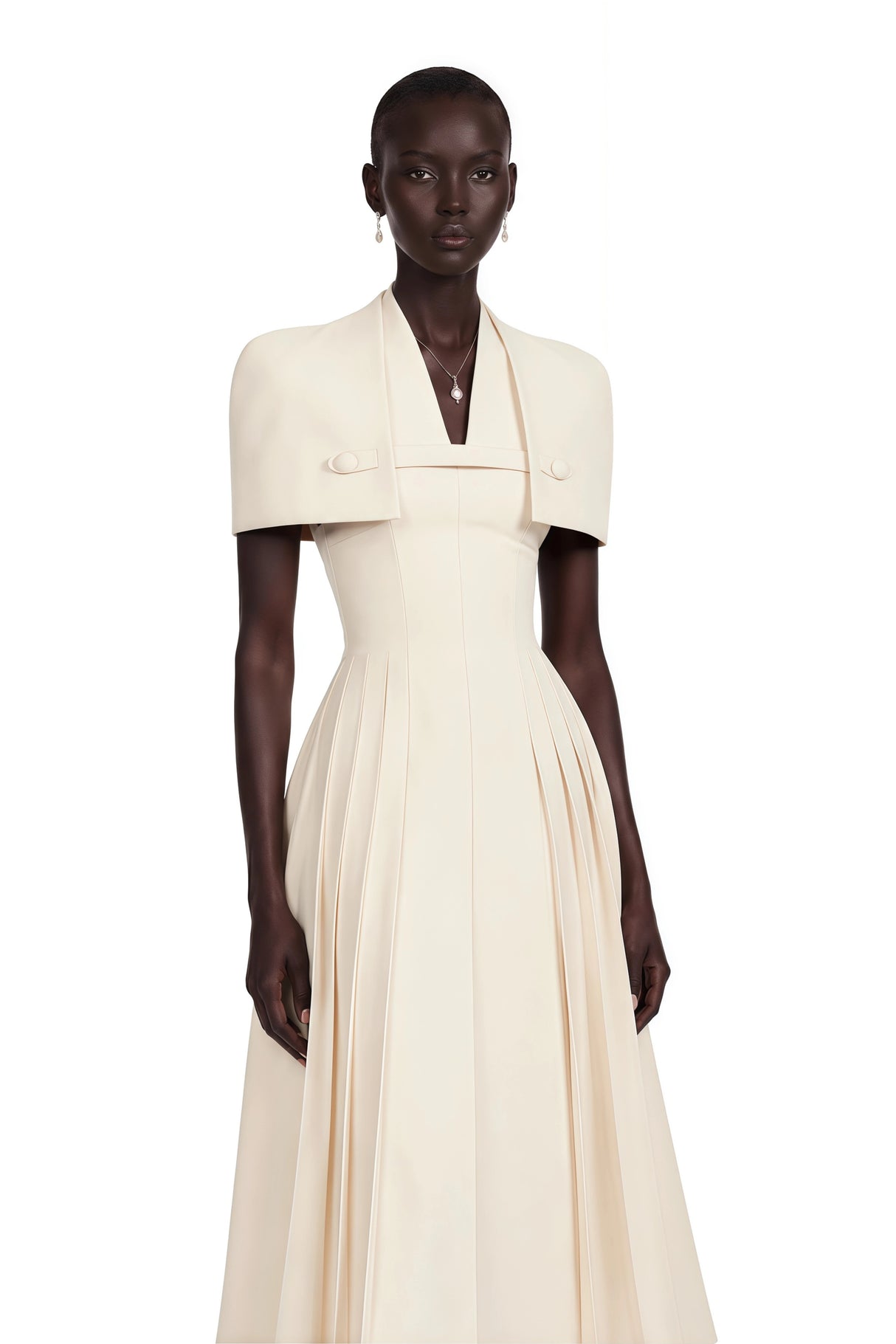 Lovisa Neutral Shawl Detail Shirred Midi Dress