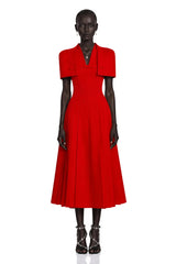 Lovisa Red Shawl Detail Shirred Midi Dress