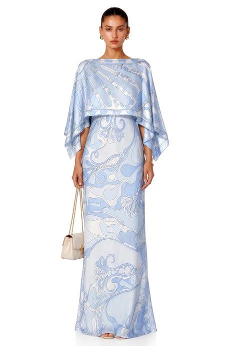 Maisie Maxi Dress Blue V-Neck Color Block Set