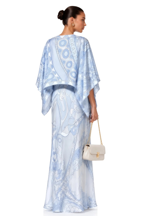 Maisie Maxi Dress Blue V-Neck Color Block Set