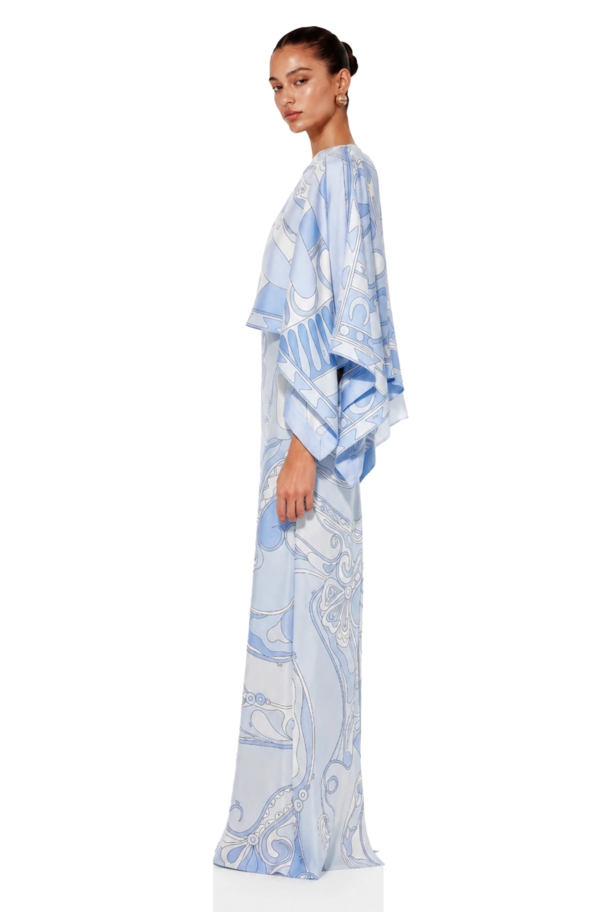 Lucasta Blue VNeck Color Block Maxi Dress Set