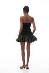 Lucía Black Beaded Embellished Velvet Mini Dress