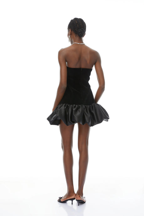 Taliyah Mini Dress Black Beaded Embellished Velvet