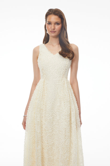 Hazel Midi Dress White Sleeveless with Fitted Bodice