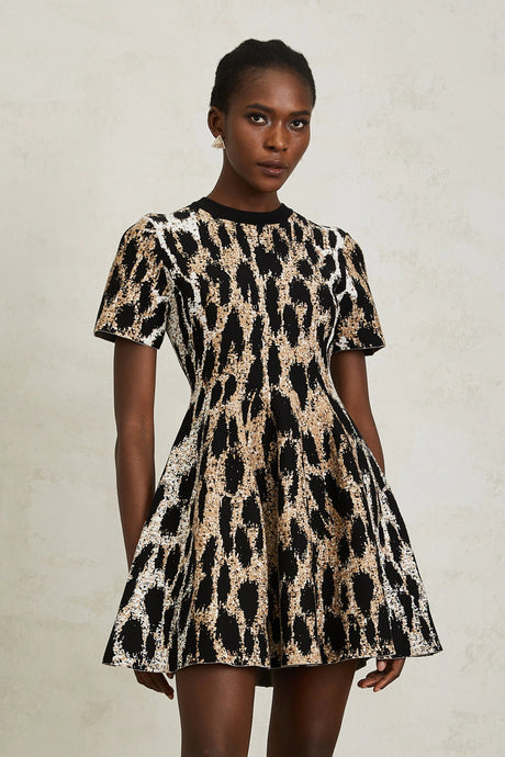 Fortunata Mini Dress Brown Leopard Knit