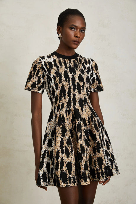 Fortunata Mini Dress Brown Leopard Knit