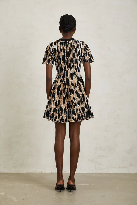 Fortunata Mini Dress Brown Leopard Knit