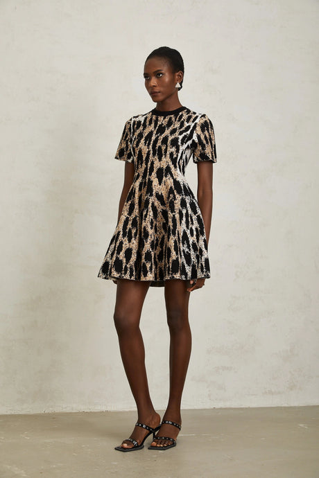 Fortunata Mini Dress Brown Leopard Knit