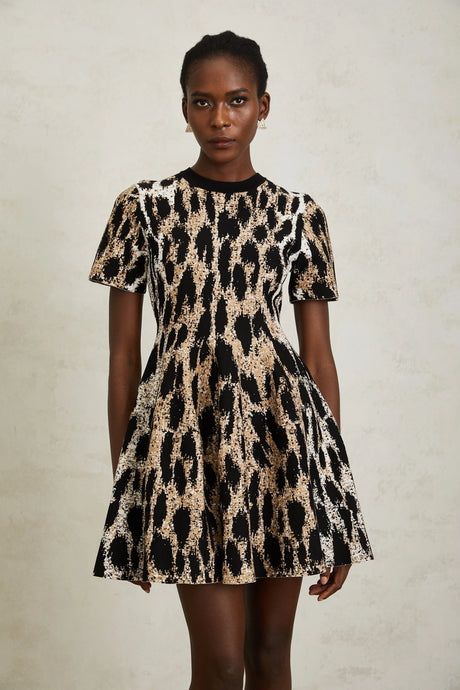 Fortunata Mini Dress Brown Leopard Knit