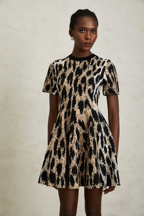 Fortunata Mini Dress Brown Leopard Knit