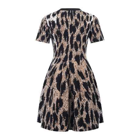 Fortunata Mini Dress Brown Leopard Knit