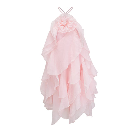 Stefania Mini Dress Pink Tiered Ruffled