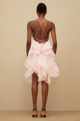 Lucie Pink Tiered Ruffled Mini Dress