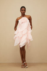 Lucie Pink Tiered Ruffled Mini Dress