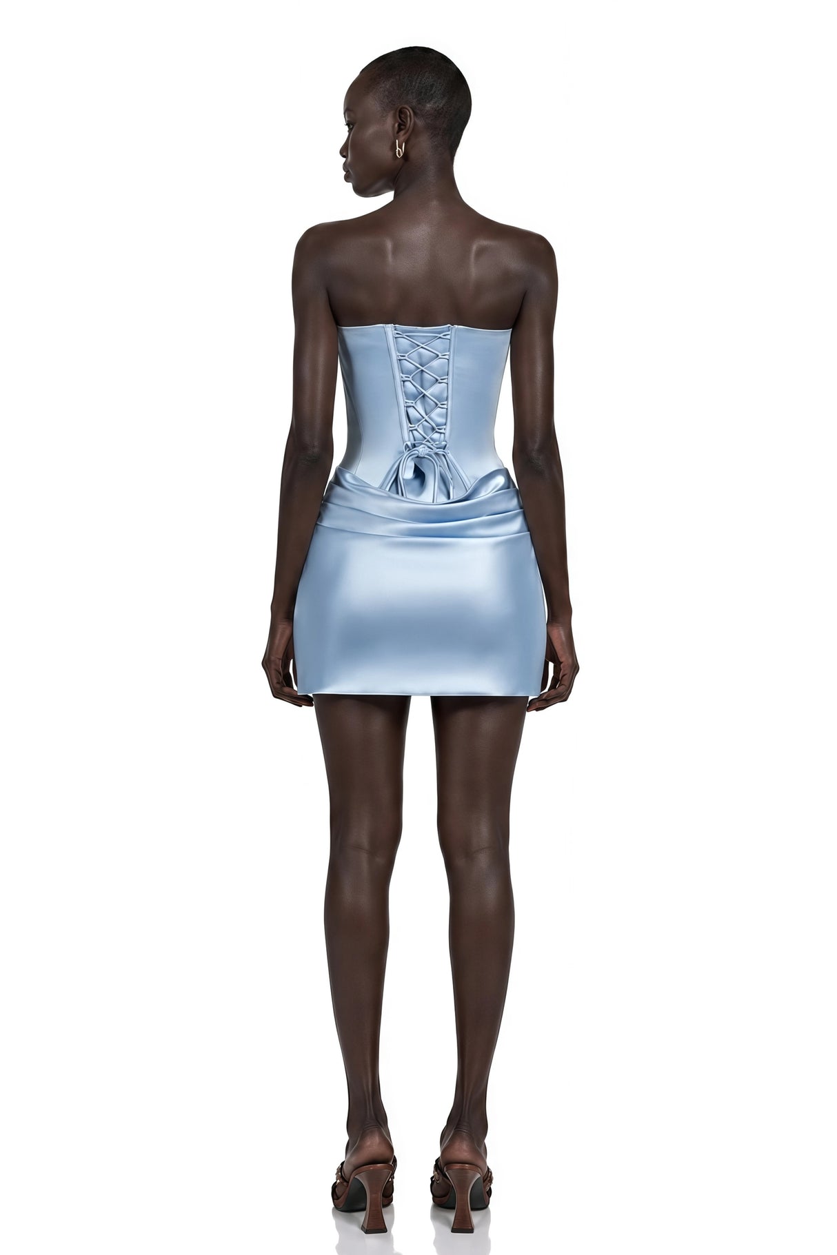Lucienne Light Blue One Shoulder Ruched Mini Dress