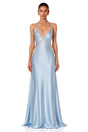 Ludmila Blue Vneck Lace Trim Maxi Dress