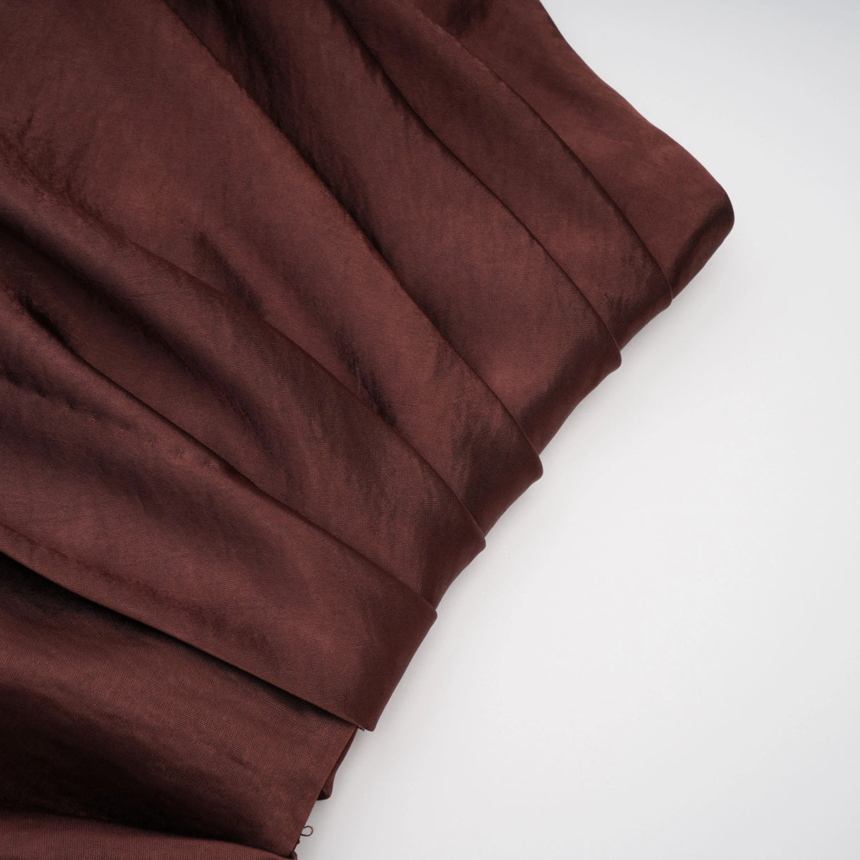 Luisa Brown Asymmetrical Gathered Satin Maxi Dress