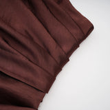 Luisa Brown Asymmetrical Gathered Satin Maxi Dress