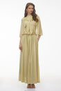 Luluwah Emerald Green Mock Neck Pleated Maxi Dress