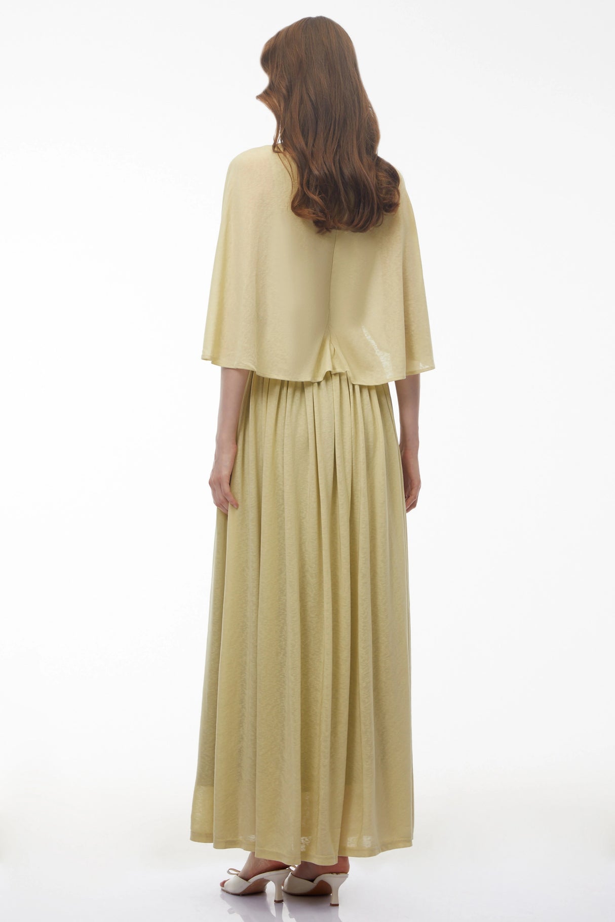 Luluwah Emerald Green Mock Neck Pleated Maxi Dress