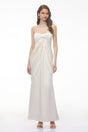 Luluwah White Ruched Maxi Dress with Bow Detail