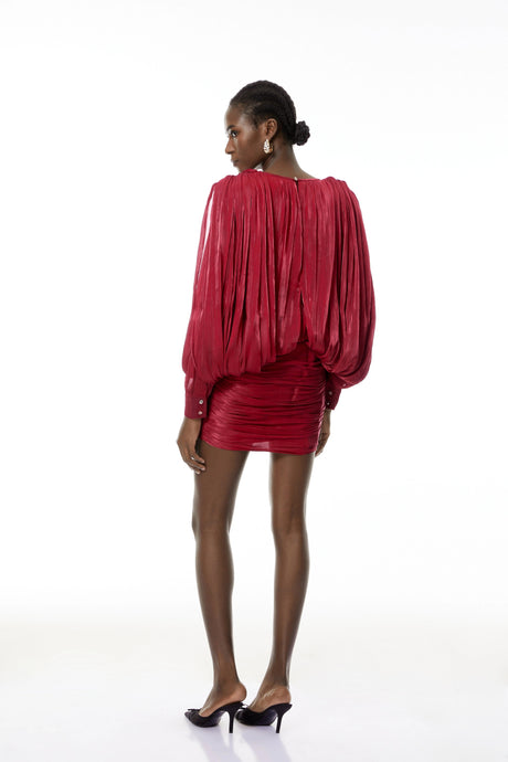 Fabiola Mini Dress Red Fully Pleated