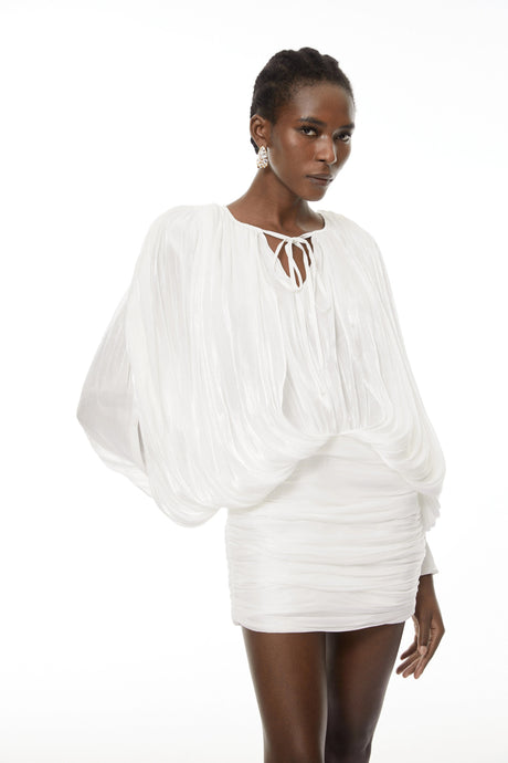 Delaney Mini Dress White Fully Pleated
