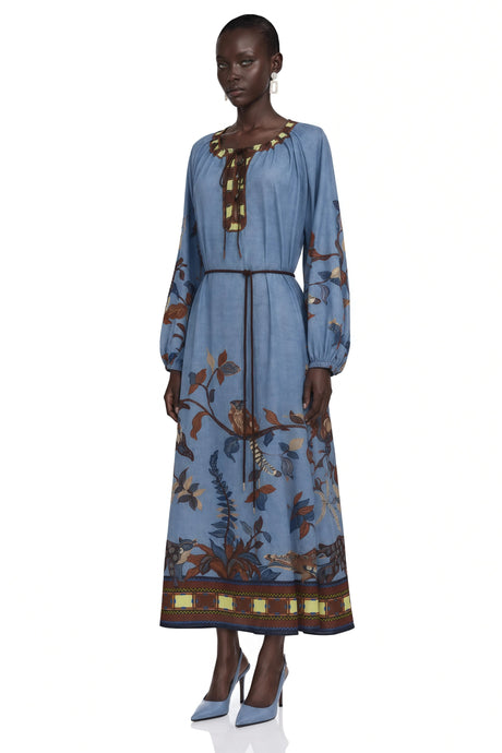 Beppina Midi Dress Blue Printed Long Sleeve