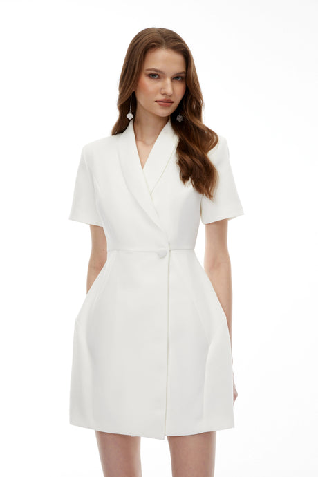 Abigail Mini Dress White Asymmetrical