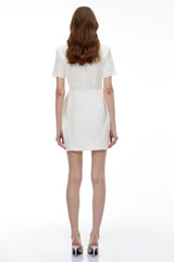 Maayan White Asymmetrical Mini Dress