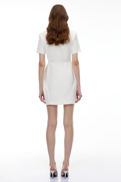 Abigail Mini Dress White Asymmetrical