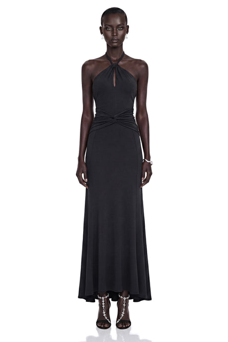 Filippa Maxi Dress Black Backless with Cut-Outs