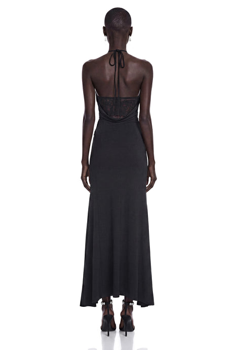 Filippa Maxi Dress Black Backless with Cut-Outs