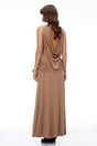 Mabel Khaki Open Back Ruched Slit Maxi Dress