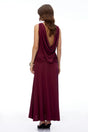 Mabel Red Open Back Ruched Slit Maxi Dress