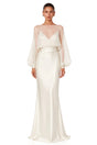 Madeleine Cream White Sheer Blouse  Satin Maxi Dress Set