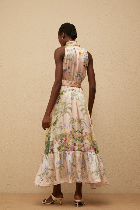 Gianna Maxi Dress Neutral Floral Print Satin